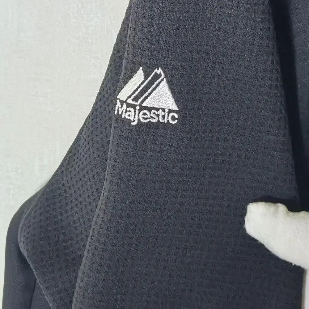 Majestic Sweatshirt Mens 2XL Black Therma Base Thermal Knit Pullover Crew Neck